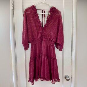 Maroon Ruffled Dress by Lovestitch
